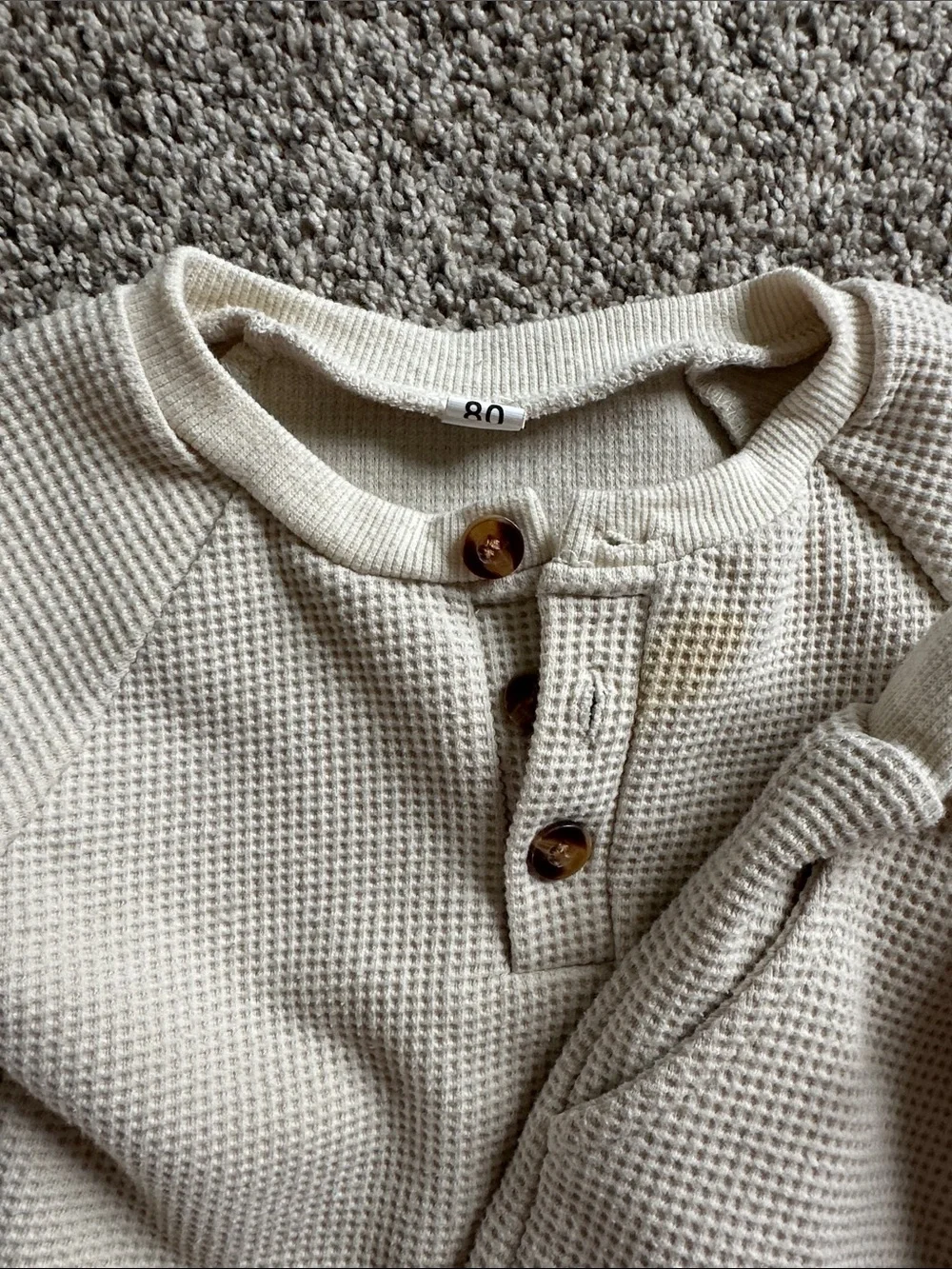 Kids Cream Waffle Knit Jogger Set